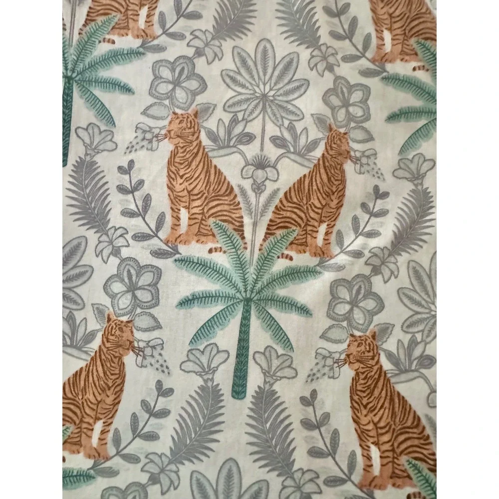 House of Verdi Tiger Palm Tree Jungle Print King Sheet Set Boho Bungalow